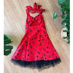 H&R Halter-neck rockabilly dress with tulle underskirt. S-M. (UK 10)